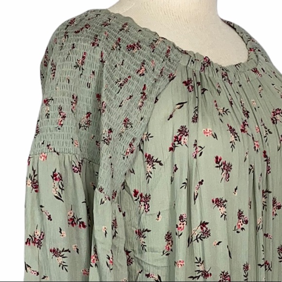 Angie Floral Top with Tie Plus Size - Picture 5 of 6